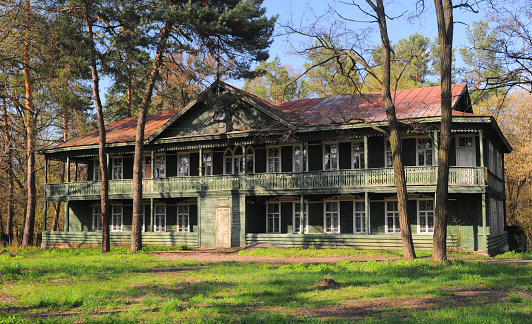 Abandoned old timber villa in recreational district Sosnivka in Cherkasy City, Ukraine