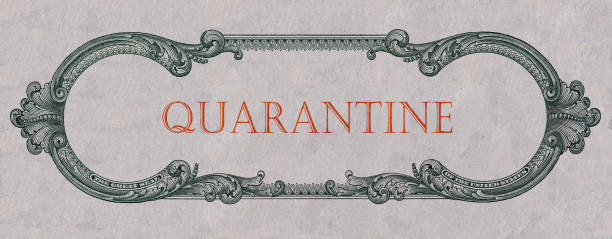 istock Red Quarantine sign on U.S. dollar border with empty middle area 1309251188