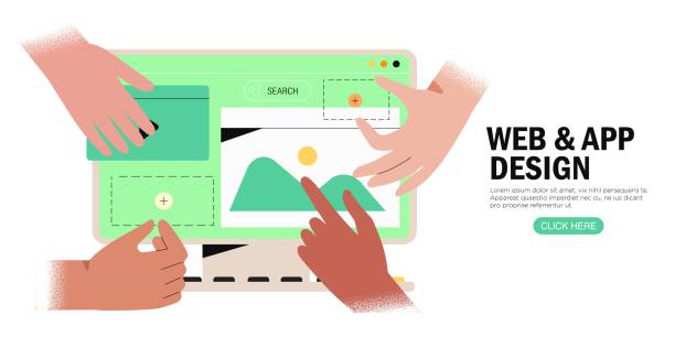 istock Hands are working on website or application, ui ux design and programming. Team of designers doing research and prototyping. Web studio or mobile application concept for banner, ads, landing page. 1309252387
