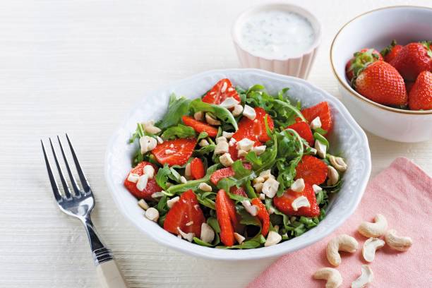 istock Strawberries salad with cheese 1309254679