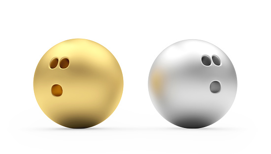 Gold and silver bowling balls. 3d illustration