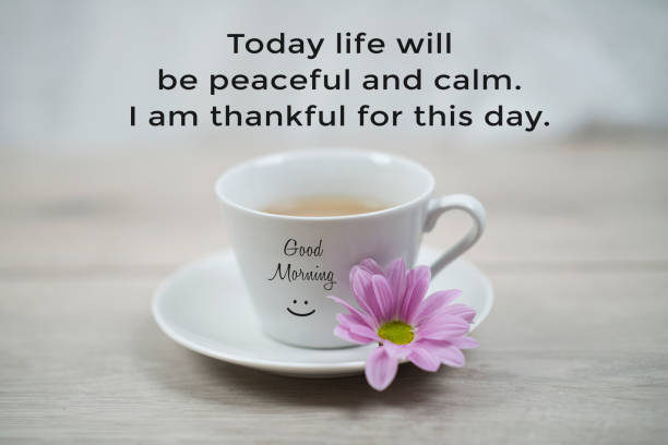 Morning coffee with positive message.