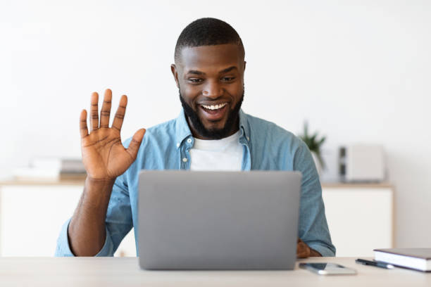istock Video Call. Positive Young Black Guy Having Web Conference On Laptop 1309260890