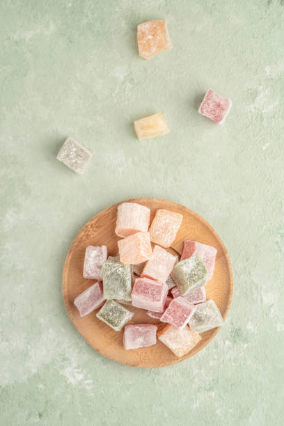 istock colorful Turkish delights on the plate on green 1309262300