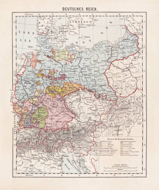 istock States of the German Empire, lithograph, published in 1893 1309263090
