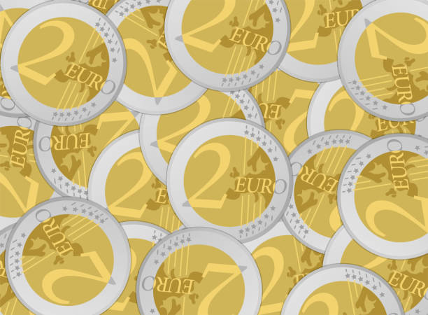 2 Euro coin currency vector background illustration 2 Euro coin currency vector background illustration background of a euro coins stock illustrations