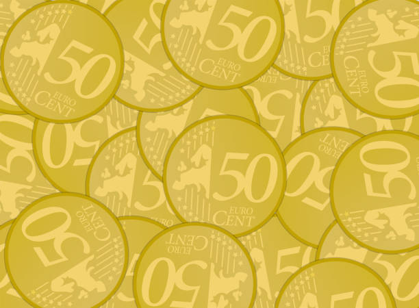 50 cent Euro coin currency vector background illustration 50 cent Euro coin currency vector background illustration background of a euro coins stock illustrations