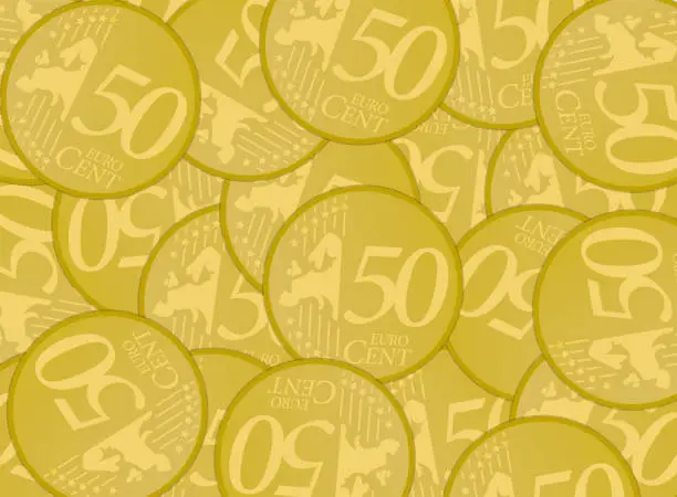 Vector illustration of 50 cent Euro coin currency vector background illustration