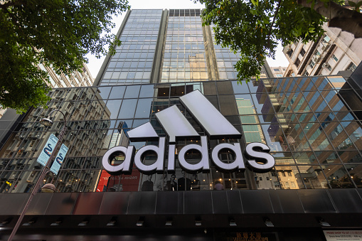 Hong Kong - March 26, 2021 : Adidas store in Hong Kong. It is a famous sportswear company.