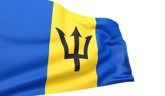 3d render Barbados flag (isolated on white and clipping path)