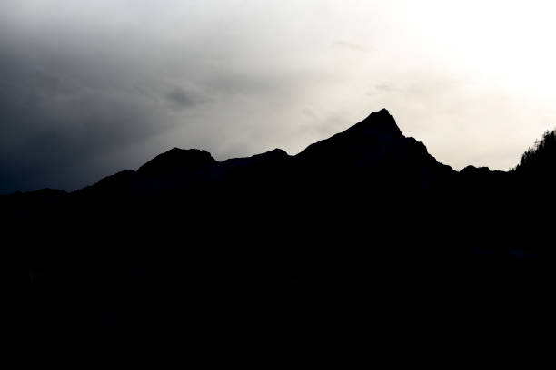 montagnes noires sur le fond d’un paysage clair de ciel. - forest black forest sky night photos et images de collection