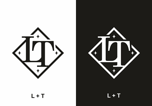 Black and white LT initial letter design