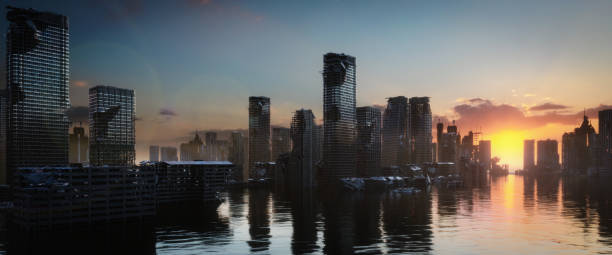 istock Flooded Post Apocalyptic Urban Landscape (Dusk/Dawn) 1309278399