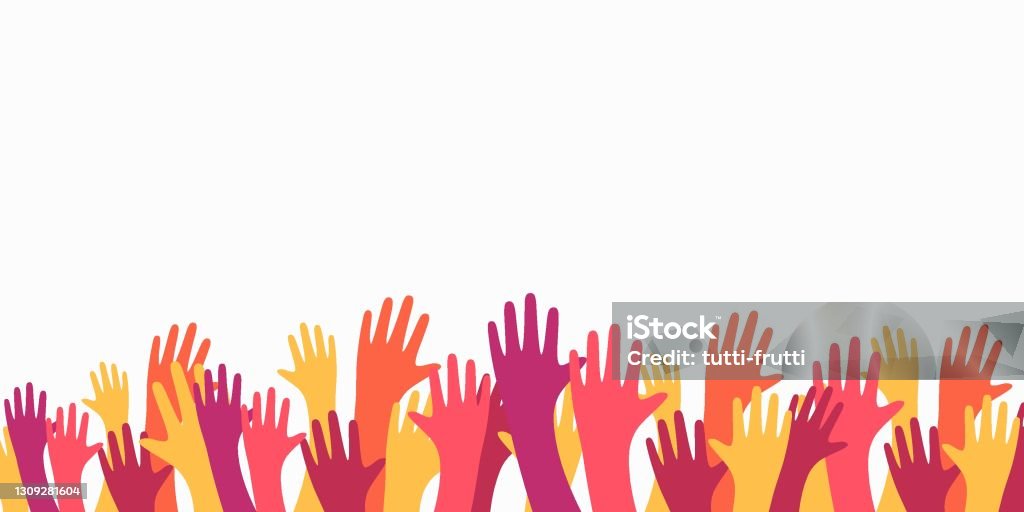 Hand Up Image Many Hands Up Colorful Illustration Stock Illustration - Download Image ...