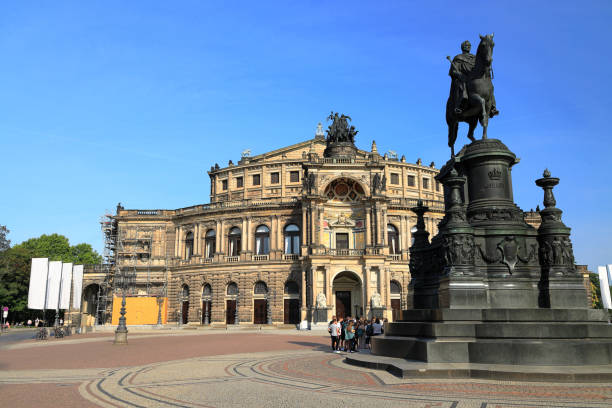 On January 20th 2024, Dresden Opera Haus in Theater Square during a clod snowy winter day