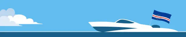 Vector illustration of Motor boat with cape verde flag