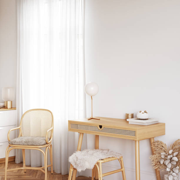 istock Boho interior style. Wall mockup. Wall art. 3d rendering, 3d illustration 1309285824