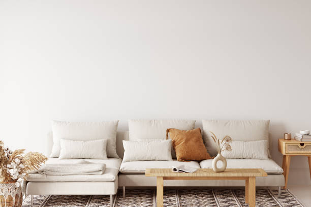 istock Boho interior style. Wall mockup. Wall art. 3d rendering, 3d illustration 1309285847