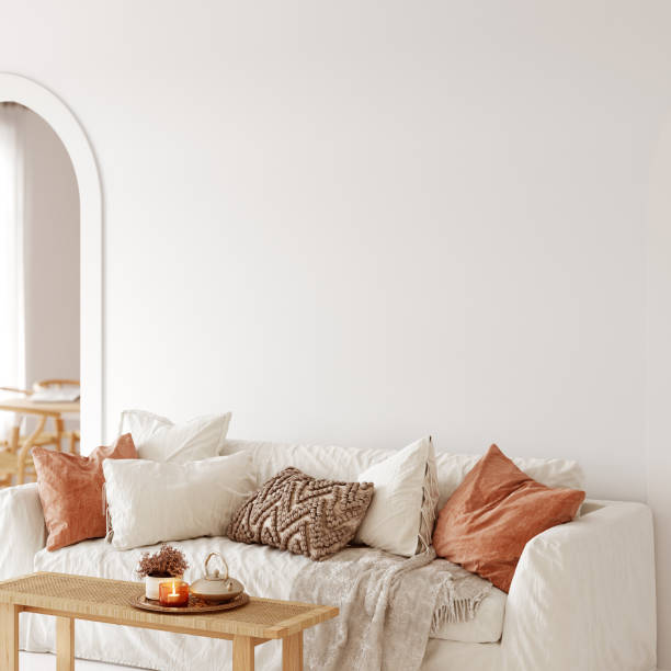 istock Boho interior style. Wall mockup. Wall art. 3d rendering, 3d illustration 1309285860