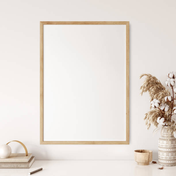 istock Frame & poster mockup in Boho style interior. 3d rendering, 3d illustration 1309285945