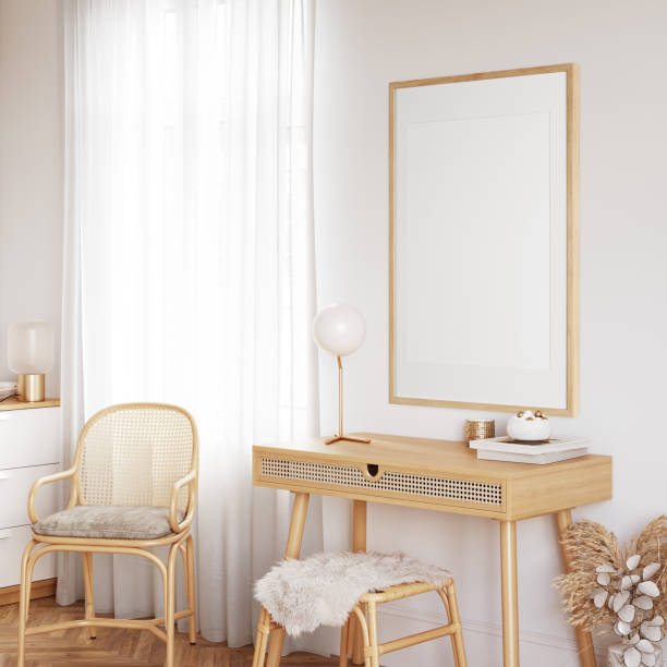 istock Frame & poster mockup in Boho style interior. 3d rendering, 3d illustration 1309286006
