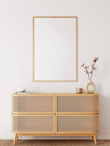 istock Frame & poster mockup in Boho style interior. 3d rendering, 3d illustration 1309286082