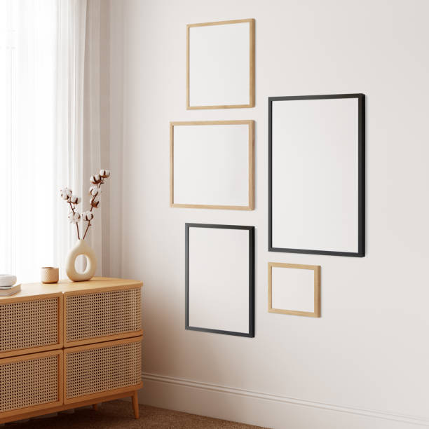 istock Frame & poster mockup in Boho style interior. 3d rendering, 3d illustration 1309286723
