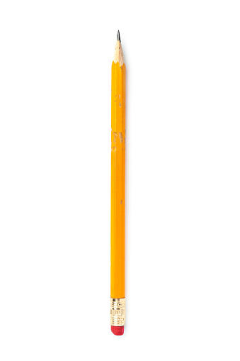Office Pencil isolated on white background. Top view.