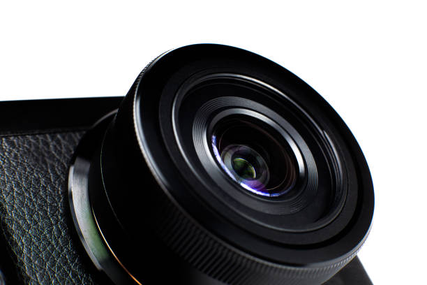 istock Black camera lens. Close up, macro photo. 1309297442
