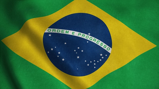 Flag of Brazil fluttering in the wind. 3d illustration.