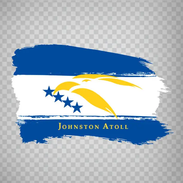 Vector illustration of Flag of Johnston Atoll from brush strokes. Flag of Johnston Atoll on transparent background for your web site design, app, UI.  Oceania. USA. Stock vector.  EPS10.