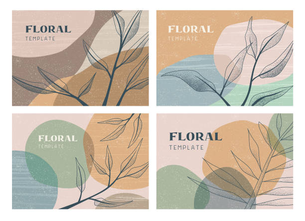 Floral Boho backgrounds Set of boho floral templates for various purposes with copy space.
Editable vectors on layers. This image contains transparencies. boho background stock illustrations