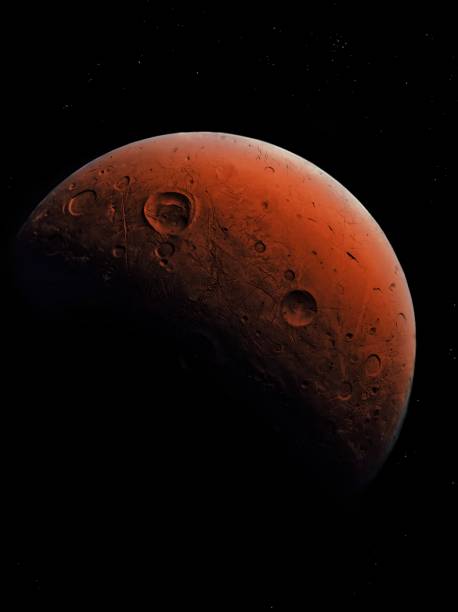 istock Planet Mars with craters in space. Surface of a rocky planet. 1309301880