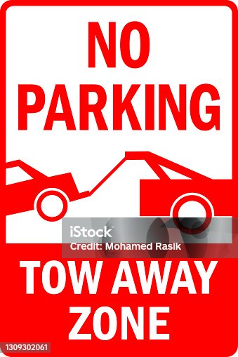 istock No parking tow away zone sign. 1309302061