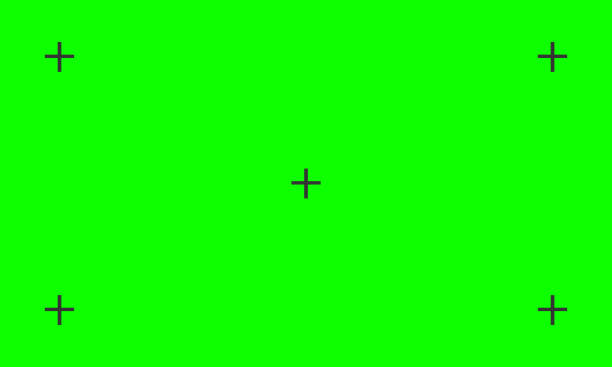 Vector illustration of green screen chroma key background Vector illustration of green screen chroma key background. Blank green background with VFX motion tracking markers. distance marker stock illustrations