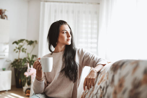 istock Female Beauty Enjoying Coffee Time At Home 1309303024
