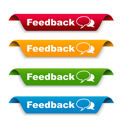 vector feedback banner set, feedback ribbon template label sign. Vector illustration