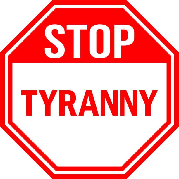 Stop tyranny warning sign. Stop tyranny warning sign. Red background. Perfect for Backgrounds, sticker, banner, poster, fence, wood fences, gates, and posts. domestic violence india stock illustrations