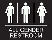 istock All gender restroom sign. 1309304189