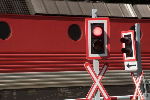 railroad crossing in train traffic, transportation and mobility by rail