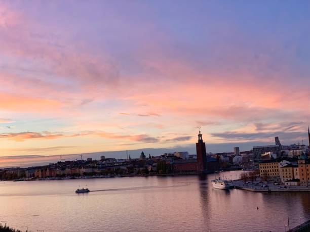 istock Stockholm sunset fall City Hall 1309316267