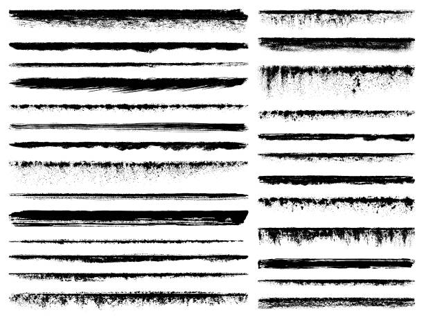 Grunge design elements, texture edges Horizontal grunge design elements. Set of vector texture edges. at the edge of stock illustrations