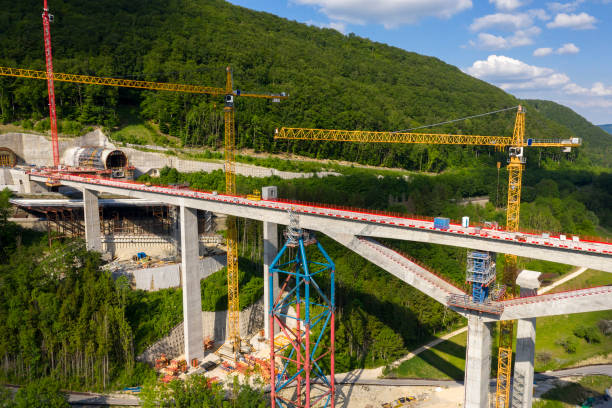istock Aerial View of High Speed Train Bridge under Construction 1309324669