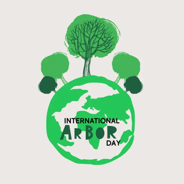 Vector illustration of Happy Arbor Day. Save the  planet.  Ecology concept design.