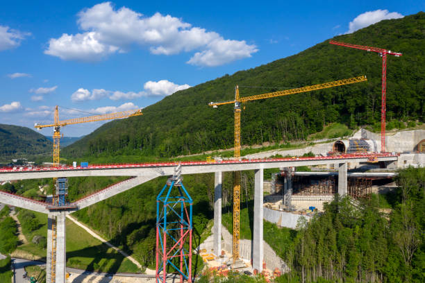 istock Aerial View of High Speed Train Bridge under Construction 1309325584