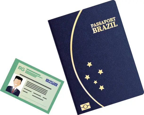 Vector illustration of Passports issued to Brazilian citizens so they can travel to any country in the world. They are issued by the Federal Police Department in Brazil and by Brazilian consular agencies abroad