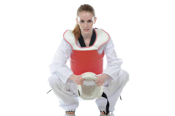 tae kwon do sparing partner - padding tae kwon do helmet karate zdjęcia i obrazy z banku zdjęć