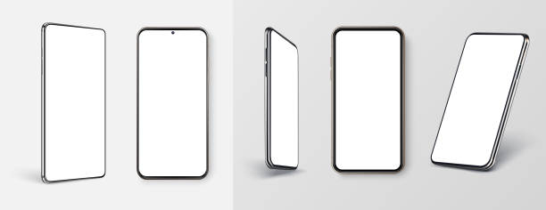 ilustrações, clipart, desenhos animados e ícones de maquete de telefone realista. tela em branco do smartphone, maquete do telefone. modelo para infográficos ou interface de apresentação, interface de design ux. moldura do celular com display em branco. mockup de smartphones 3d realistas - sneering