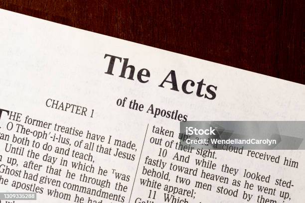 Acts Title Page Closeup Stock Photo - Download Image Now - Pentecost - Religious Celebration, Bible, Book