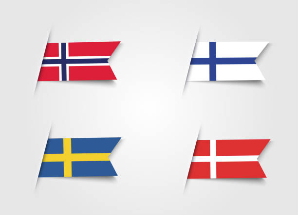 illustrations, cliparts, dessins animés et icônes de ensemble de drapeaux nordiques, indicateur de pays scandinaves de vecteur - norwegian flag norway flag freedom